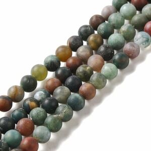 6-6.5MM‎ Matte Indian Agate Beads-ONE Gemstone Bead Strand-Jewelry Making NWT